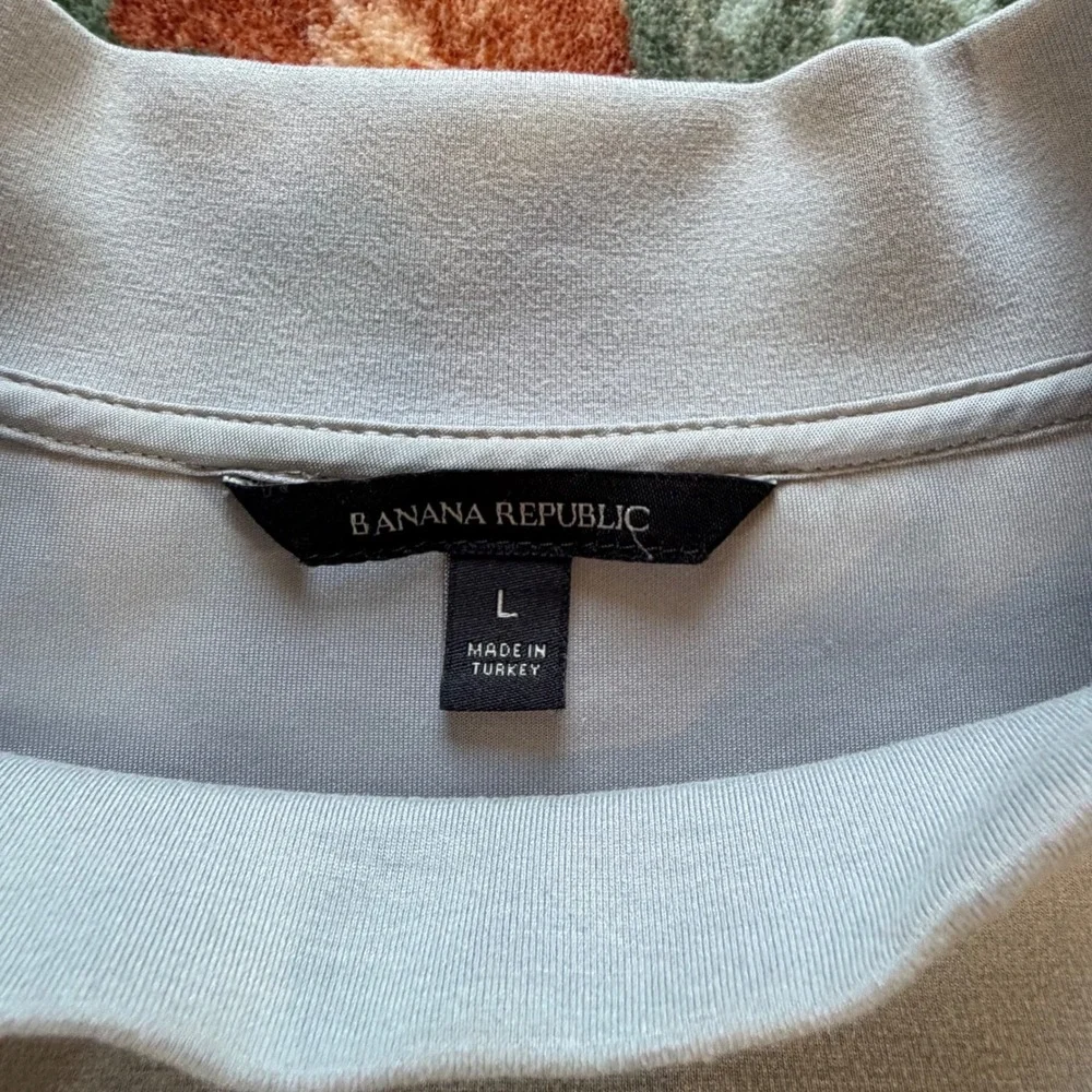 Banana Republic Mens Mock Neck Scuba Sweatshirt Gray Large Relaxed Fit Pullover